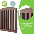 SPIRICH Wooden Freestanding Foldable Dog Gate, Pet Gate Indoor, Dog Gates for Doorways, Stairs, The House, Extra Wide Step Over Puppy Gate, 3 Panels, Brown