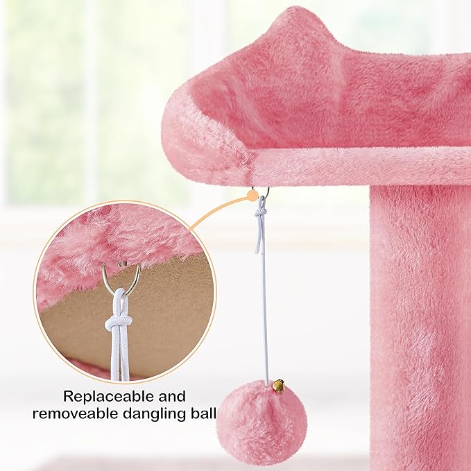 Topeakmart Cat Tree, 80-Inch Cat Tower for Indoor Cats, Multi-Level Cat Condo with Scratching Posts, Padded Perches and Ladder, Cat Stand House Furniture, Pink