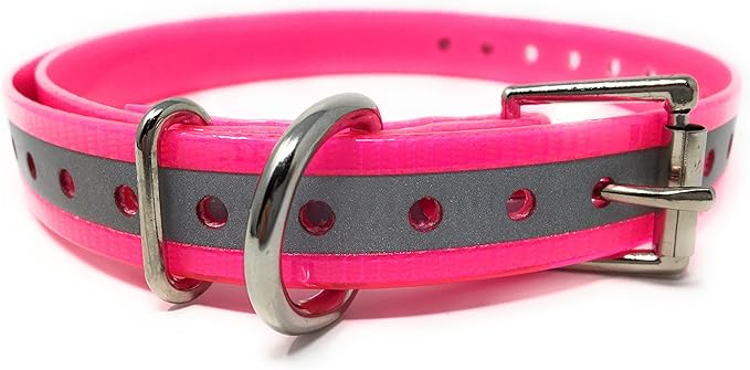 Replacement Strap for SportDOG Collars - 3/4" Wide Ultra-Durable Dog E-Collar Replacement for Training, Bark, Shock, Electric, and GPS Collars - 28" Adjustable Length SportDOG (Reflective Pink-FBA)