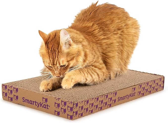 SmartyKat Super Scratcher+ Double Wide with Catnip Infusion Technology Corrugate Cat Scratch Pad, Reversible