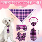 Reginary 120 Pcs Plaid Dog Bandanas Bulk Dog Bows Set Bow Ties Cat Scarf Colorful Washable Triangle Pet Kerchief Cute Bib for Summer Small Medium Large Pets Grooming Accessories Costume