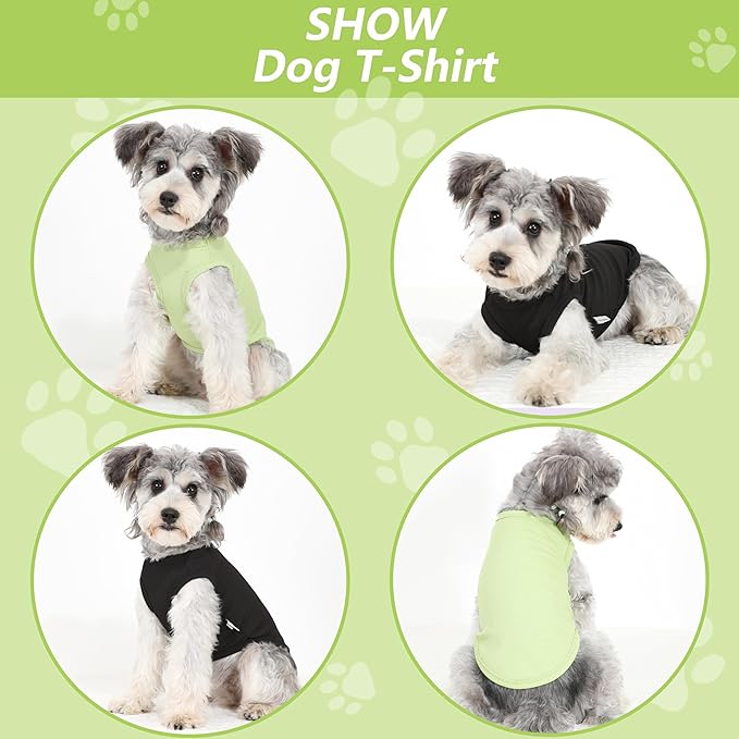 2 Pack Dog Clothes for Small Dogs Summer Dog Shirt Vest Girl Boy Lightweight Puppy T-Shirts Blank Soft and Cool Pet Clothing Sleeveless Medium Large Dog Outfit (Black+Avocado Green, XX-Large)