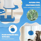 Tangkula Cat Tree Tower, 54 Inch Tall Cat Tree with Cat Condo, Hammock, Dangling Ball, Plush Fabric Top Perch, Cute Cat Tower with Sisal Scratching Post for Indoor Cats Large Adult
