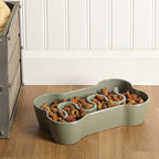 Gibson Home Curious Canines 9” Slow Feeder Dog Bowl, Bone Shaped Melamine Anti-Gulp Pet Bowl, Non-Slip, Dishwasher Safe, Green
