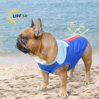iChoue 2pcs French Bulldog Summer Cooling Shirt for Dogs UV Sun Protection Vest Sleeveless Breathable Tank Top English Pug Black Blue Grey - Large