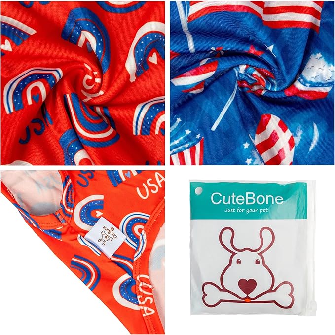 CuteBone 4th of July Dog Shirts 2-Pack Soft Pet Clothes Breathable Summer Vest for Small Puppy and Stretchy Cat Apparel 2BX18S