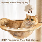 Modern Cat Tree Tower with Scratching Post for Indoor Cats Large Adult, 60 inch Tall Solid Wood Multifunctional Cat Tree Tower with Bed, Space Capsule, Sisal Wrapped Condo, Multiple Cats Use