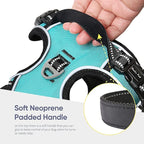 HEELE Dog Harness, No Pull Adjustable Padded Reflective Harness for Small Medium Large Dogs with Handle for Walking Training, Turquoise, XL