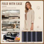 Pawaboo Dog Ramp for Small Dog, 57'' Foldable Dog Ramp for Bed, 5 Adjustable Height from 19.7'' to 30'', Portable Stable Pet Steps with Dogs Tag & Safety Side Rails, Pet Ramps for Bed Couch