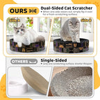 Cat Scratcher Cardboard Bed - Happy&Polly Round Cat Scratching Pad for Indoor Cats Double-Sided Usable Corrugated Cat Beds Furniture Protector Scratch Deterrent - Black