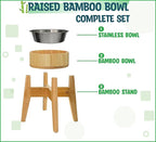 Elevated Dog Bowls for Large Breed - (15-Inch High) Raised Food/Water Bowl with Stand - Bamboo-Steel, Dry/Wet Food Suitable