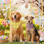 Abbylike 50 Pcs Easter Dog Bandanas Bulk Bunny Egg Carrot Bandanas for Dogs Triangle Kerchief Bibs Scarf Set for Pet Easter Costume Photo Props Accessories Pet Shops, 25 Styles (31.5 x 21.7 x 21.7)