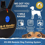 Educator K9-800 Tactical E Collar for Dog Training with Remote - 3/4 Mile Range, Waterproof, 100 Stimulation Levels, Tone or Vibration Mode, Night Light for Small, Medium & Large Dogs (37 inc)