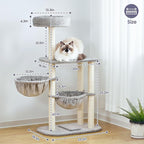Small Cat Tree Tower with Lots of Scratching Posts - 42 Inch Medium Compact Cats Scratch House with Hammock Perch for Multi Level 2 Kitty - Indoor Corner Cat Bed Condo Climbing Gym Towers Furniture