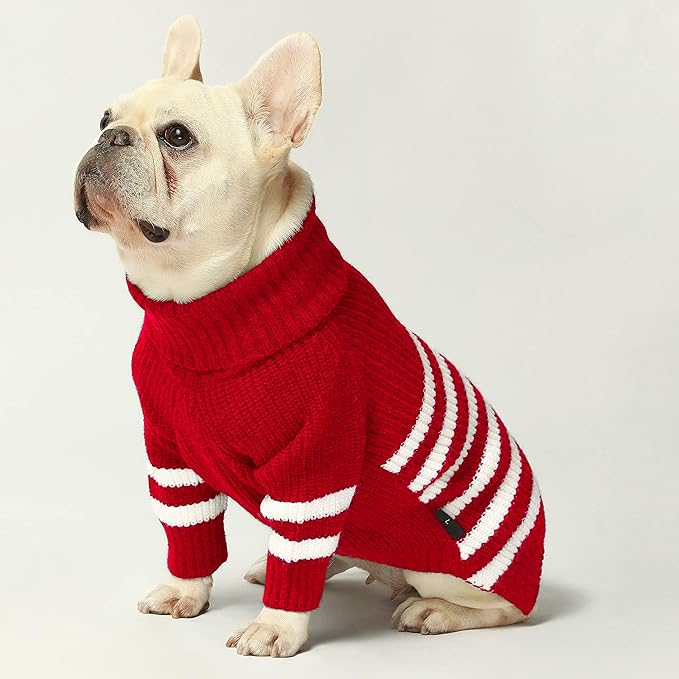 Fitwarm Valentines Dog Sweater, Thermal Turtleneck Pet Coat, Dog Winter Clothes for Small Dogs Boy Girl, Cat Apparel, Red, Large