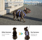 Huntboo Escape Proof Harness, No Slip Dog Harness Escape Proof,Fully Reflective Harness with Handle, Breathable,Durable, Adjustable Vest for Medium Dogs Walking,Training,and Running Gear(Vista Blue,M)