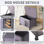 Dog House Outdoor Weatherproof, Sturdy Large Breed Doghouse Anti-Chewing Iron Frames Wood Houses, Dog Shelter for Indoor Puppies, Cats