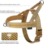 Annchwool No Pull Dog Harness with Padded Handle+5 Ft Leash,Reflective Strip Escape Proof and Quick Fit to Adjust Dog Harness,Easy for Training Walking for Small & Medium and Large Dogs(Brown-Set,L)