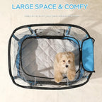 Portable Pet Playpen with Waterproof pad, Collapsible Crates Kennel Playpen for Dog cat and Rabbit &Travel playpen Outdoor or Indoor (Medium（31.5" L x 23.6" W x 21.7" H）, Clear Blue)