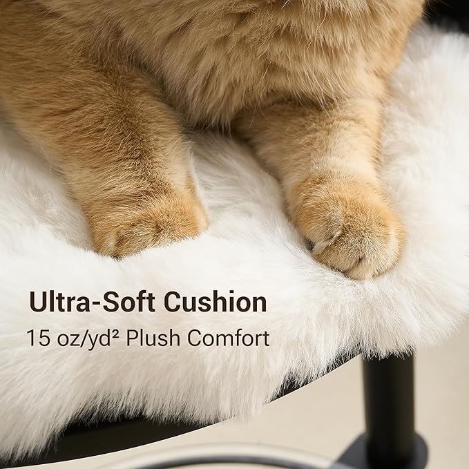 34" Modern Cat Tree Furniture, Minimalist Metal Frame Cat Tower with Wood Platforms, Washable Cushion & Scratching Post, Stylish Cat Condo for Indoor Cats, Classic Black