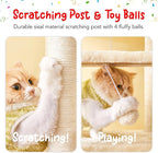66-Inch Tall Cat Tree for Indoor Cats, Multi-Level Large Cat Tower with 3 Hammocks, 2 Padded Perches, cat Tree Tower with Scratching Post and Hanging Toys for Large Adult, Beige
