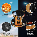 NESTROAD No Pull Dog Harness,Adjustable Oxford Dog Vest Harness with Leash,Reflective No-Choke Pet Harness with Easy Control Soft Handle for Small Dogs(Small,Orange)
