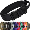 Joytale Tactical Dog Collar with Handle and Metal Buckle, Heavy Duty Padded Military Collar with 2 Patches for Training, Adjustable for XLarge Dogs, Black, XL