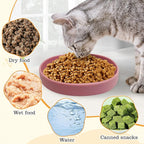 BNOSDM Silicone Cat Bowl 2 Pcs Non-Slip Cat Dish for Dry Food and Wet Food Shallow Relief Whisker Fatigue Pet Bowls Plates Set for Kittens, Small Cats and Dogs (Red)