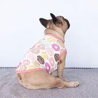 iChoue 100% Breathable Cotton French Bulldog Halloween Cartoon T Shirts Cute Clothes for Medium Dogs Vest Tank Tops Frenchie Pug Small Puppy English Boston Terrier Donuts - Large