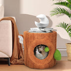 NUNU LAB Small Cat Tree for Indoor Cat- Natural Solid Wood Cat Tree Tower with Perch & Hideout, Compact Cat Condo with Sisal Scratching Post, Indoor Cat Furniture for Kittens & Small Cats (Green)