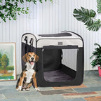 DONORO Dog Kennels and Crates for Medium Dogs, Portable Pop Up Indoor Pet Cage with Sturdy Wire Frame, Collapsible Travel Crate Soft Sided Cat Bag Escape Proof (Black, 36.0" L x 23.0" W x 28.0" H)