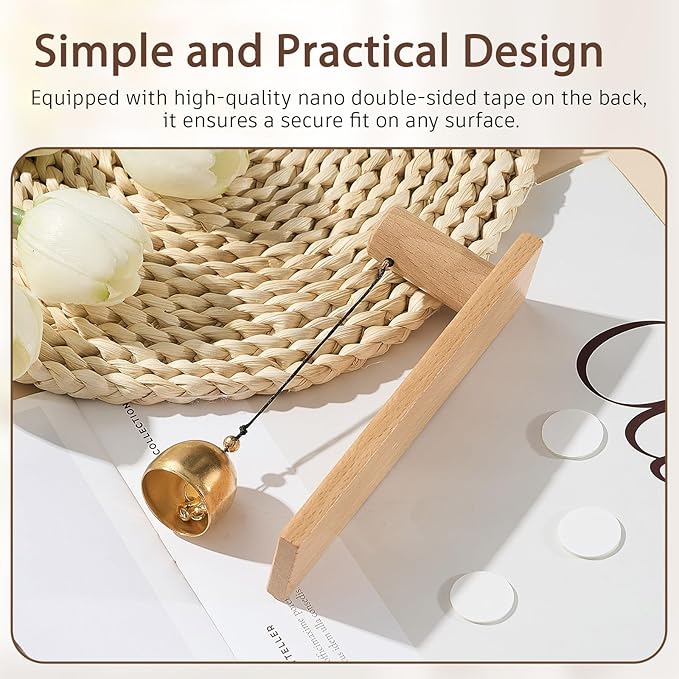 2 Pcs Shopkeepers Bell for Door Opening, Magnetic Wood Doorbell Chime When Door Opens, Magnetic Doorbell for Cafe Glass Doors Store Entrance, Housewarming Gift(Strip,5.91 x 1.38 Inches)