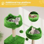 DWVO 75 in Multi-Level Cat Tower: Tall Cats Tree for Indoor Kittens, Pet Furniture with Kitty Condos, Top Perches, Sisal Ramp Scratching Posts, Cozy Basket, Hammocks, Green