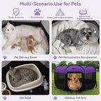 Large Dog Playpen, Puppy Pet Playpen Indoor, Dogs Tent Crates Cage Indoor/Outdoor, Portable Pop Up Dog Kennel Playpen with Carrying Case for Dogs/Cats/Rabbits, Purple