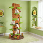 90.5 Inch Cat Tree for Indoor Cats, KAMABOKO Multi-Level Tall Cat Tower with Sisal-Covered Scratching Posts, Plush Perches, Hanging Toys & Spring Toys, Large Kitty Condo with Jumping Platforms