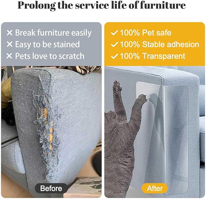 Anti Cat Scratch Furniture Protector, 18 Pack Single-Sided Sticky Couch Protector from Cat Claws, Couch Corner Protectors for Cats, Couch Cat Scratch Furniture Protectors from Cats Scratching,18x12in