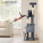 YITAHOME Cat Tree, 70.8 inches Large Cat Tower for Indoor Cats, Multi-Level House with 2 Padded Perches, Big Scratcher, Cozy Basket, 2 Cat Condos and Scratching Posts, Dark Gray