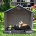 YITAHOME Plastic Dog House, Waterproof Indoor Outdoor Doghouse for Large or Small Dog, with Air Vents and Elevated Floor, Easy Assemble and Clean