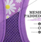 EXPAWLORER Small Dog Harness and Leash Set - Cute Spring Puppy Harness Leash Dog Collar with AirTag Holder Silicone Case, Soft Padded Step in Pet Vest Reflective for Outdoor Walking, Purple Daisy M