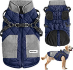Mosucoirl Warm Dog Coats Pet Clothes, Waterproof Dogs Jacket Reflective Pet Outfits Winter Dog Cold Weather Coat Cozy Snow Jackets Vest for Small Medium Large Dogs Puppy Doggie (NavyBlue, M)