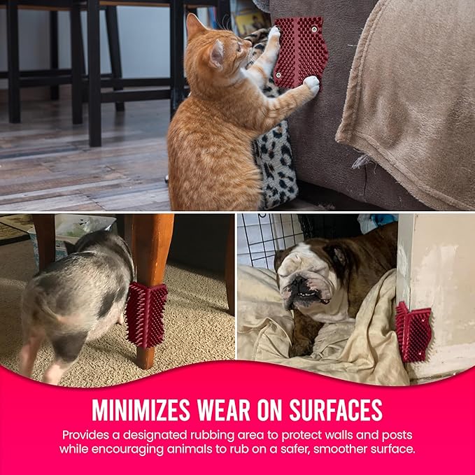 The Original ScratchnAll Animal Scratch Pad, Flexible Acupressure Nubs & Interlocking Design, Very Durable & All-Weather, Great for Domestic, Barnyard and Zoo Animals - USA Made, Wine