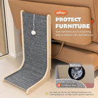 PETKARAY Felt Cat Scratcher, Vertical Cat Scratching Carpet, Scratch Resistant Couch Felt Scratcher, Slot-Free Scratch Pad with Toy Ball, Dark Grey
