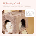 Heybly Heavy Duty Cat Tree, 64.2-Inch Tall Tower for Large Indoor Cats with Widened Structure, Cat Furniture with Big Platforms, Extra-Large Hammock, Sisal Scratching Posts & Board, Muchroom HCT027MU