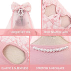 ASENKU Dog Dress, Dog Wedding Dress, Pet Lace Princess Dress with Bows for Wedding Birthday Party, Puppy Formal Apparel with Pearl Necklace for Small Dogs (Pink, Small)