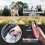 Lightest No Shock Dog Training Collar with 2000ft Remote,Tiniest Vibrating Dog Collar,Vibration Collar for Small Dogs 5-15lbs & Medium Large Dogs, Safe Lock, Beep, Vibrate, No Prongs, Waterproof,Pink