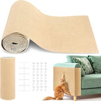 Cat Scratching Mat, Cats Scratch Furniture Protector Trimmable Self-Adhesive Carpet Mat DIY Cat Scratchers for Indoor Couch Wall Sofa Chair Cats Tree Shelves (118" x 15.75", Khaki)