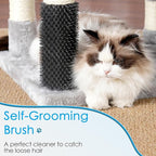 Hey-brother Cat Tree, 74 inches Multi-Level XL Large Cat Tower for Indoor Cats with Three Cat Condos, Two Large Top Decks and Cat Hairbrushfor Kittens, Cats and Pets, Light Gray MPJ035-MW