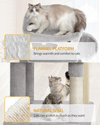 Cat Scratching Post, 70.1" Multi-Layer Cat Tree with Large Platform, 2 Caves, 7 Sisal Posts, Pompoms, Cat Basket, Hammock, Suitable for Cats, Light Gray MS17818LG