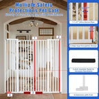 55 Inch Extra Tall Pet Gate for Cats,29.92"-48" Adjustable Wide Dog Gates,Pressure Mounted Walk Through Tall Pets Gate for Doorways,Hallway,Stairs(White)