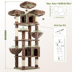 Globlazer Cat Trees and Towers for Multiple Adult Cats, 82-inch XXL Tall Cat Tree Tower for Indoor Cats with Scratching Post, 3 Perches, 2 Condos, 2 Hanging Baskets, F82, Leopard Print